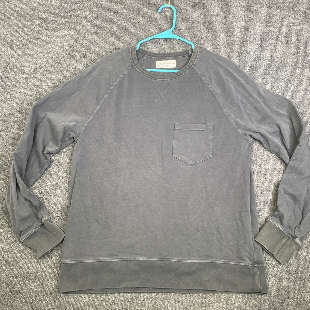 Officine Generale Mens Chris Grey Garment Dyed Cotton Sweatshirt S22MSWT255